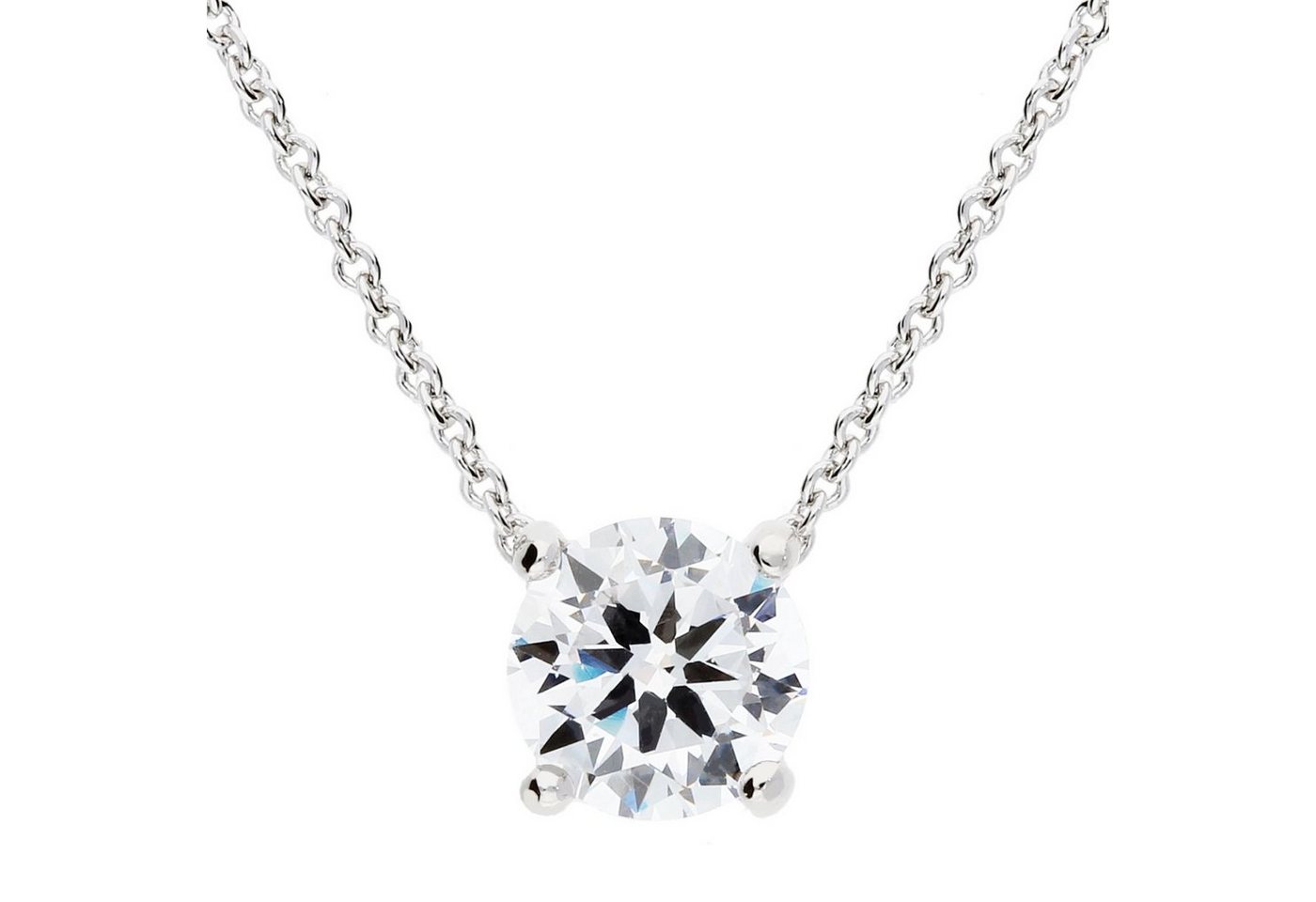 LÖB Kette mit Anhänger Kette Zirkonia Stein Solitär Anhänger Rund Weiß, Damen Kette mit rundem weißem Steinanhänger Zirkonia Tropfen Solitär Strass Steinchen in Diamantform Weiß Klein Braut Brautschmuck Geschenke für Frauen Freundin Mama zum Valentinstag Geburtstag von LÖB