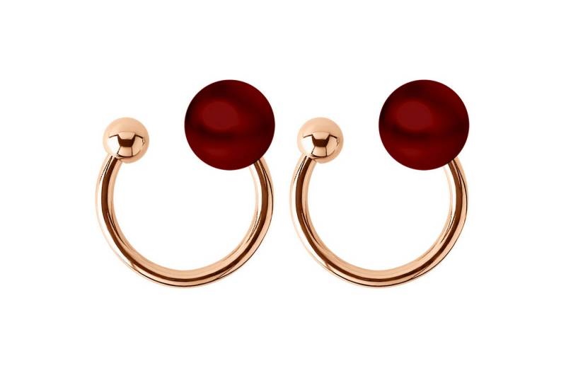 LÖB Ohrklemme 750 Roségold 18 Karat vergoldet Ear Cuff Ohrringe Ohrklemme Perlen Rot (Geschenke für Frauen Beste Freundin Mutter Mama Damen zum Geburtstag Weihnachten Weihnachtsgeschenke, Inkl. Schmuckbox), Earcuff Set Ohrmanschette Ohrpiercing Fake Ring Helix Ohr Piercing von LÖB