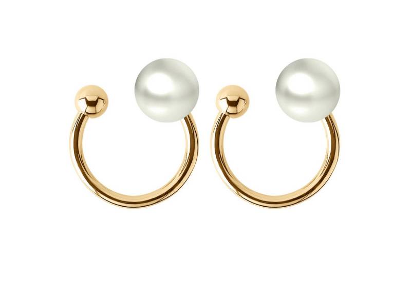 LÖB Ohrklemme 750er (18 Karat) Gold Vergoldet Ohrklemme Ohrringe Set Ear Cuff Perlen (Geschenke für Frauen Beste Freundin Mutter Mama Damen zum Geburtstag Weihnachten Weihnachtsgeschenke, Inkl. Schmuckbox), Fake Ohr Helix Cartilage Piercing Ring Ohrmanschette Earcuff Kugel von LÖB