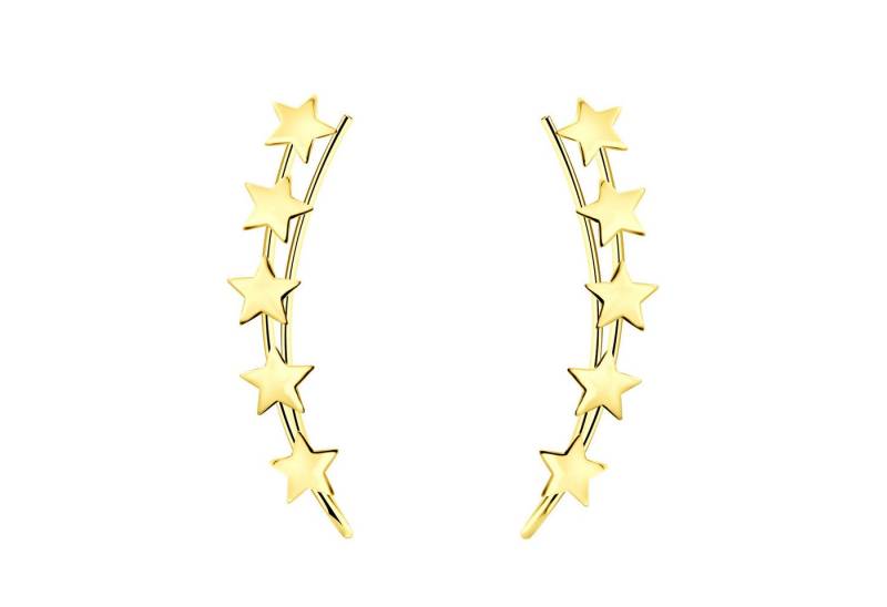 LÖB Ohrklemme 925 Silber Gold Ohrringe Sterne Ohrklemme Ohrmanschette Ohrkletterer (Geschenke für Frauen Beste Freundin Mutter Mama Damen zum Geburtstag Weihnachten Weihnachtsgeschenke, Inkl. Schmuckbox), Ohrstecker Ohr Kletterer Minimalistisch Geometrisch Stern Bogen Lang von LÖB