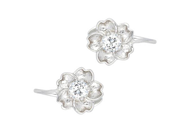 LÖB Ohrklemme 925 Silber Ohrklemme Ear Cuff Blumen Zirkonia Fake Piercing Ring Hoop (Geschenke für Frauen Beste Freundin Mutter Mama Damen zum Geburtstag Weihnachten Weihnachtsgeschenke, Inkl. Schmuckbox), Ohrmanschetten Ohrringe Glitzer Strass Ear Climber Modern Ohr Stein von LÖB