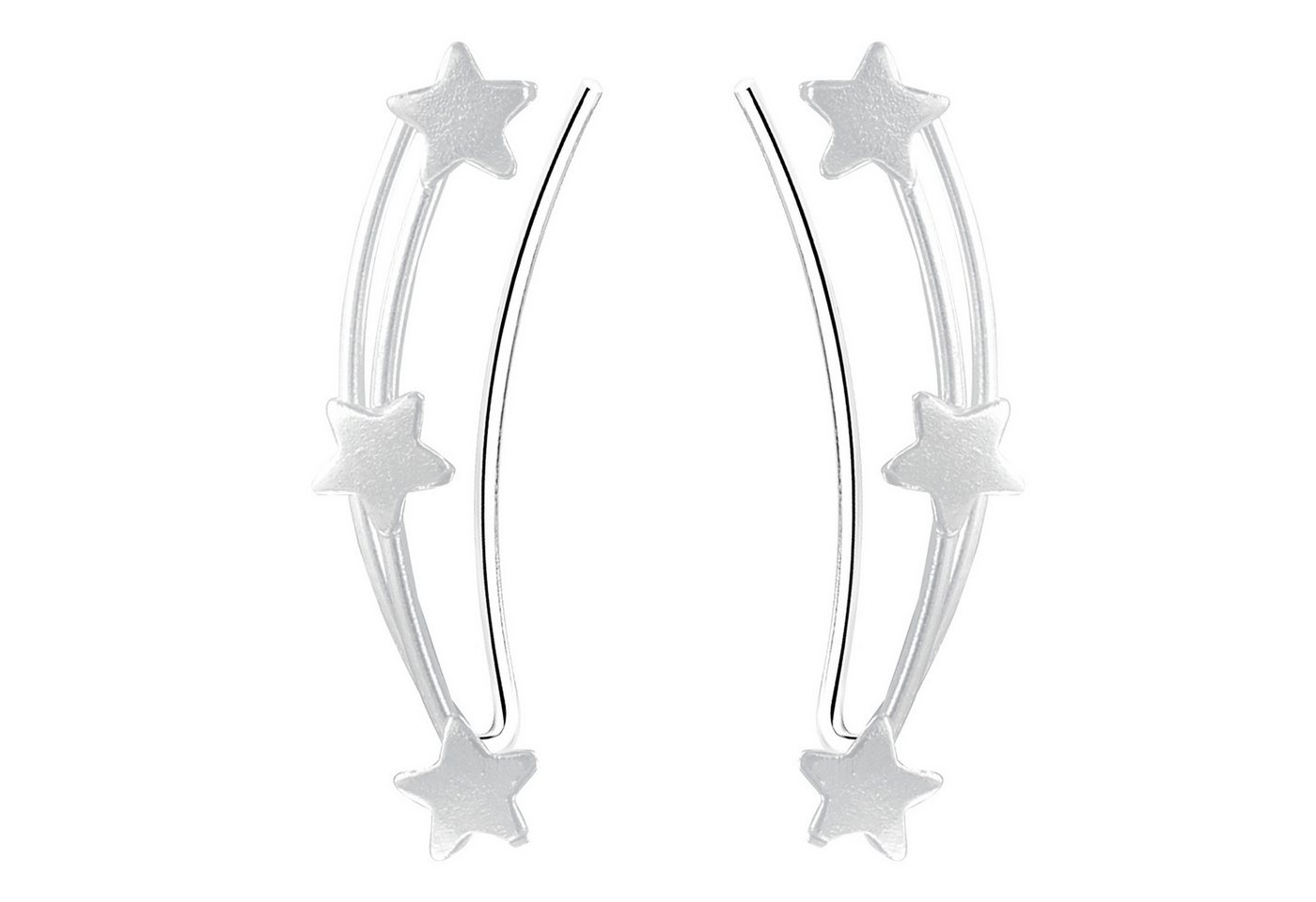 LÖB Ohrklemme 925 Silber Ohrringe 3 Sterne Ohrklemme Ohrmanschette Modern Bogen Lang (Geschenke für Frauen Beste Freundin Mutter Mama Damen zum Geburtstag Weihnachten Weihnachtsgeschenke, Inkl. Schmuckbox), Ohrstecker Lang Minimalistisch Geometrisch Ear Climber Ohrkletter von LÖB