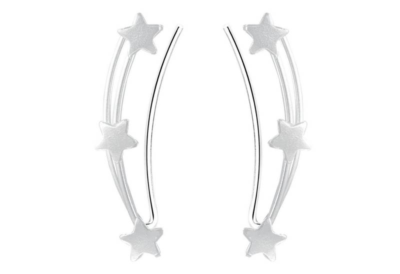 LÖB Ohrklemme 925 Silber Ohrringe 3 Sterne Ohrklemme Ohrmanschette Modern Bogen Lang (Geschenke für Frauen Beste Freundin Mutter Mama Damen zum Geburtstag Weihnachten Weihnachtsgeschenke, Inkl. Schmuckbox), Ohrstecker Lang Minimalistisch Geometrisch Ear Climber Ohrkletter von LÖB