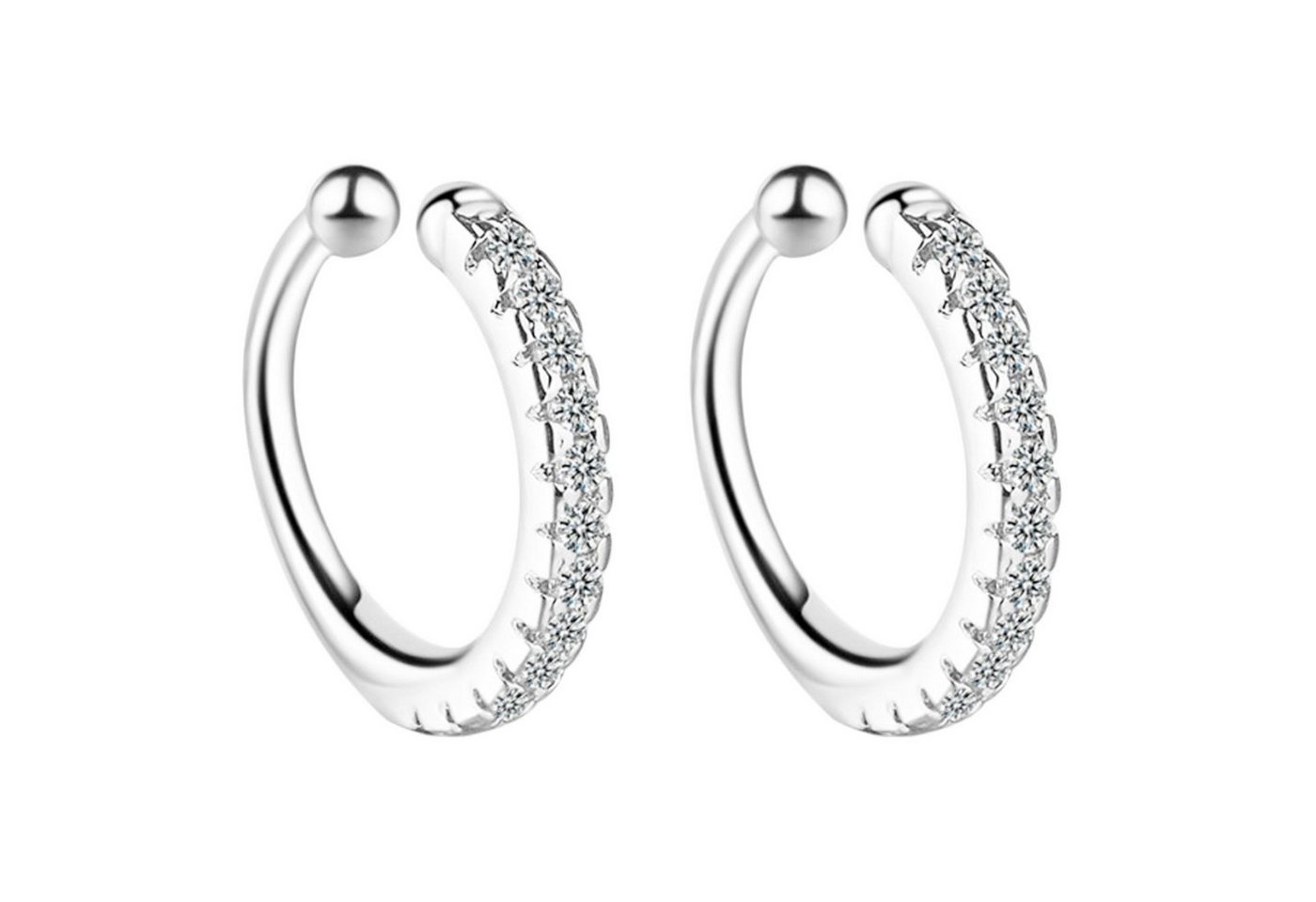 LÖB Ohrklemme Damen Ohrklemme Ohrringe Zirkonia Ear Cuff Fake Piercing Ring Silber (Geschenke für Frauen Freundin zum Geburtstag Ostern, Inkl. Schmuckbox), Hoop Klemmring Ohr Helix Cartilage Strass Stein Glitzer Ohrmanschette von LÖB