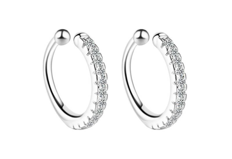 LÖB Ohrklemme Damen Ohrklemme Ohrringe Zirkonia Ear Cuff Fake Piercing Ring Silber (Geschenke für Frauen Beste Freundin Mutter Mama Damen zum Geburtstag Weihnachten Weihnachtsgeschenke, Inkl. Schmuckbox), Hoop Klemmring Ohr Helix Cartilage Strass Stein Glitzer Ohrmanschette von LÖB