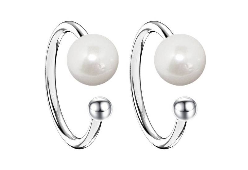 LÖB Ohrklemme Damen Ohrklemme Ohrringe Ohrmanschette Ear Cuff Set Fake Perlen Silber (Geschenke für Frauen Beste Freundin Mutter Mama Damen zum Geburtstag Weihnachten Weihnachtsgeschenke), Ohrring Ohr Helix Ohrpiercing Piercing Ring Clip On Hoop Perle Kugel von LÖB