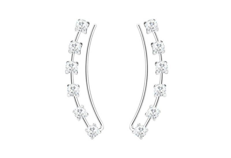 LÖB Ohrklemme 925 Silber Ohrringe Zirkonia Steine Ohrklemme Ohrmanschette Lang Damen (Geschenke für Frauen Beste Freundin Mutter Mama Damen zum Geburtstag Ostern Muttertag Muttertagsgeschenk, Inkl. Schmuckbox), Ohrstecker Ohr Kletterer Modern Minimalistisch Brautschmuck Braut von LÖB