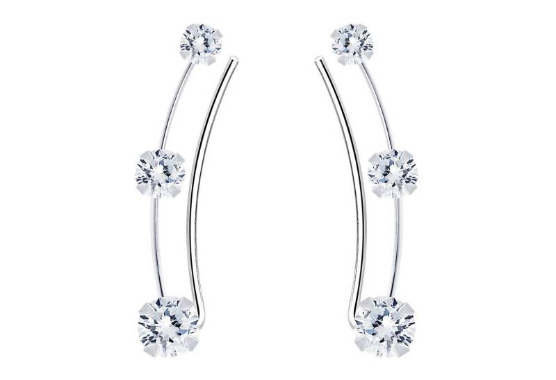 LÖB Ohrklemme Ohrklemme 925 Silber Zirkonia Stein Ohrringe Ohrkletterer Bogen Modern (Geschenke für Frauen Beste Freundin Mutter Mama Damen zum Geburtstag Weihnachten Weihnachtsgeschenke, Inkl. Schmuckbox), Ohrstecker Ohrmanschette Glitzer Strass Ohr Kletterer Minimalistisch von LÖB