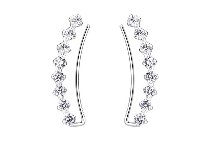 LÖB Ohrklemme Ohrklemme 925 Silber Zirkonia Stein Ohrringe Ohrkletterer Bogen Modern (Geschenke für Frauen Beste Freundin Mutter Mama Damen zum Geburtstag Weihnachten Weihnachtsgeschenke, Inkl. Schmuckbox), Ohrstecker Ohrmanschette Glitzer Strass Ohr Kletterer Minimalistisch von LÖB