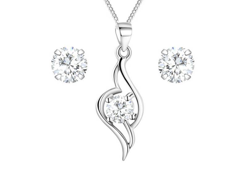 LÖB Ohrring und Ketten Set 925 Silber Ohrringe Halskette Set Tropfen Anhänger Oval Zirkonia Stein (Geschenke für Frauen Beste Freundin Mutter Mama Damen zum Geburtstag Weihnachten Weihnachtsgeschenke), Ohrstecker Kette Schmuckset Brautschmuck Tropfenform Tropfenanhänger von LÖB