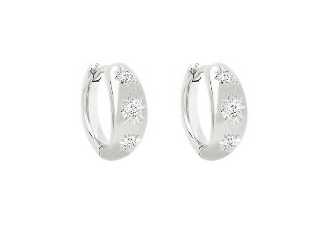 LÖB Paar Creolen 925 Silber Ohrringe Zirkonia Steine Creolen Rund Klein Brautschmuck (Geschenke für Frauen Beste Freundin Mutter Mama Damen zum Geburtstag Ostern Muttertag Muttertagsgeschenk), Kurz Glitzer Strass 585er Gelbgold Elegant Damen Herren Kreolen Breit von LÖB