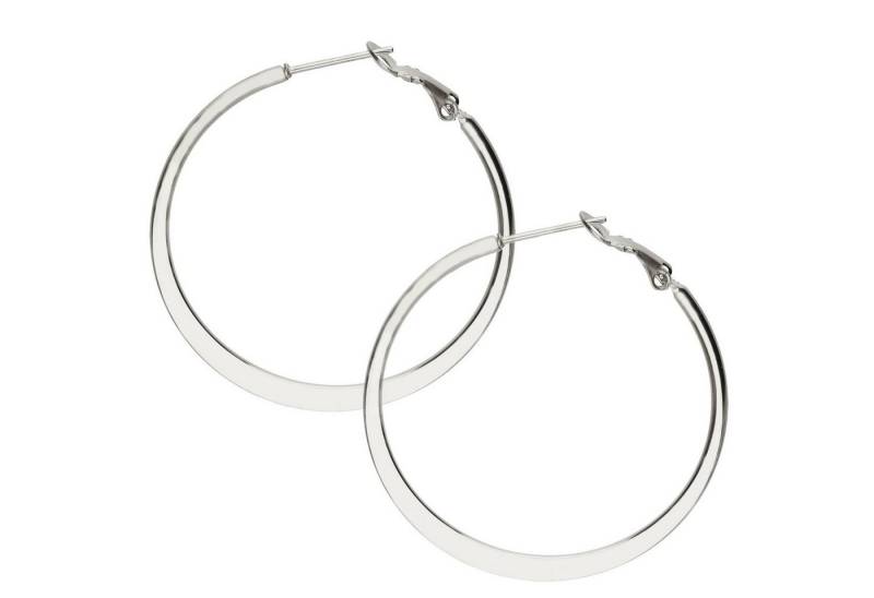 LÖB Paar Creolen Edelstahl 18K Gold vergoldet Creolen Ohrringe Rund Kreis silber 60mm (Geschenke für Frauen Beste Freundin Mutter Mama Damen zum Geburtstag Weihnachten Weihnachtsgeschenke, Inkl. Schmuckbox), Damen Klappcreolen Kreolen hängend Flach Breit Einfach Leicht Dünn von LÖB