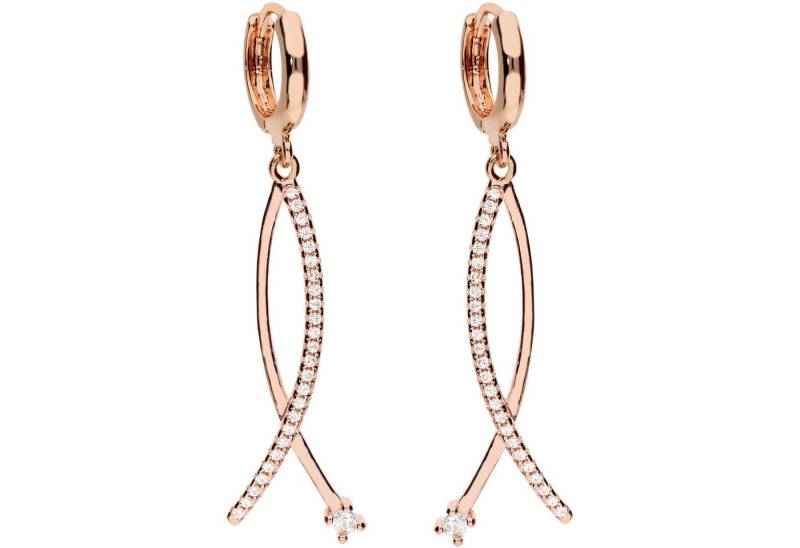 LÖB Paar Creolen 18K Roségold vergoldet Ohrringe Hängend Zirkonia Infinity Anhänger (Geschenke für Frauen Beste Freundin Mutter Mama Damen zum Geburtstag Weihnachten Weihnachtsgeschenke, Inkl. Schmuckbox), Creolen Damen Ohrhänger Unendlichkeit Strass Tropfen Lang Brautschmuck von LÖB