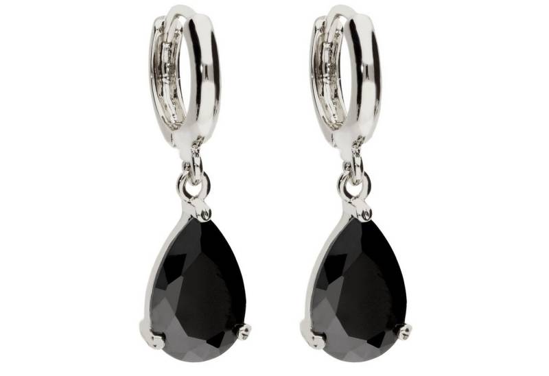 LÖB Paar Creolen Damen Ohrringe Hängend Creolen Tropfen Zirkonia Stein Anhänger Silber (Geschenke für Frauen Beste Freundin Mutter Mama Damen zum Geburtstag Ostern Muttertag Muttertagsgeschenk), Ohrhänger Tropfenform Strass Glitzer Oval Onyx Schwarz von LÖB
