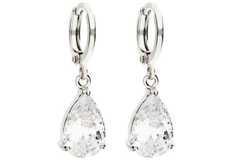 LÖB Paar Creolen Damen Ohrringe Hängend Creolen Tropfen Zirkonia Stein Anhänger Silber (Geschenke für Frauen Beste Freundin Mutter Mama Damen zum Geburtstag Weihnachten Weihnachtsgeschenke), Ohrhänger Tropfenform Strass Glitzer Oval Weiß Brautschmuck Braut von LÖB