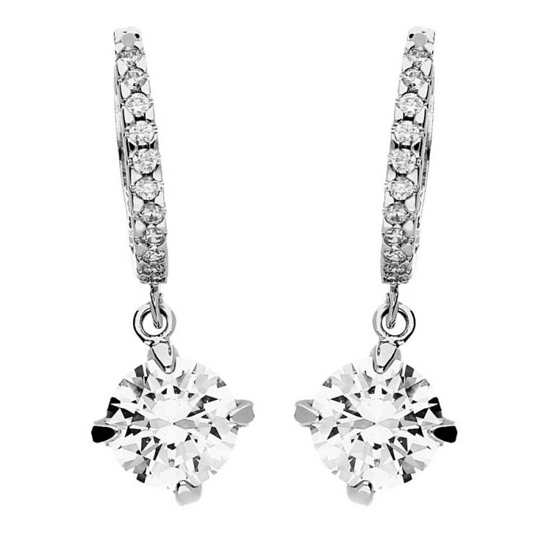 LÖB Paar Creolen Creolen Silber Ohrringe Hängend Zirkonia Stein Anhänger Diamant Form (Geschenke für Frauen Beste Freundin Mutter Mama Damen zum Geburtstag Weihnachten Weihnachtsgeschenke, Inkl. Schmuckbox), Damen Ohrhänger Strass Glitzer Tropfen Tropfenform Klein Brautschmuck von LÖB