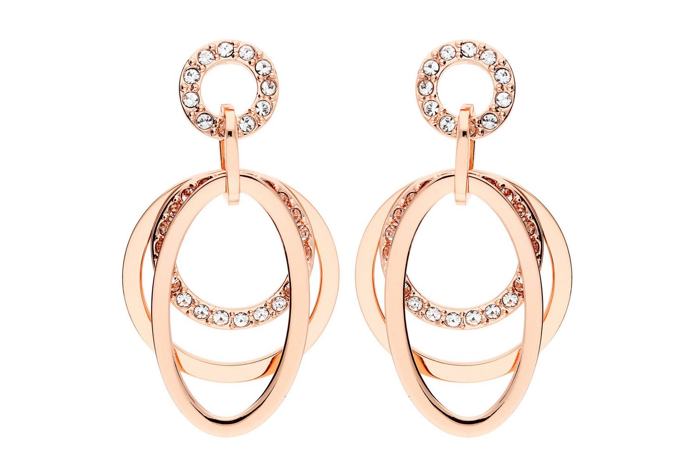 LÖB Paar Ohrhänger 750er Roségold Vergoldet Ohrringe Hängend Ringe Oval Tropfen Anhänger (Geschenke für Frauen Beste Freundin Mutter Mama Damen zum Geburtstag Weihnachten Weihnachtsgeschenke, Inkl. Schmuckbox), Ohrhänger Ohrstecker Kreis Tropfenform Modern Elegant Lang Rosé Gold von LÖB