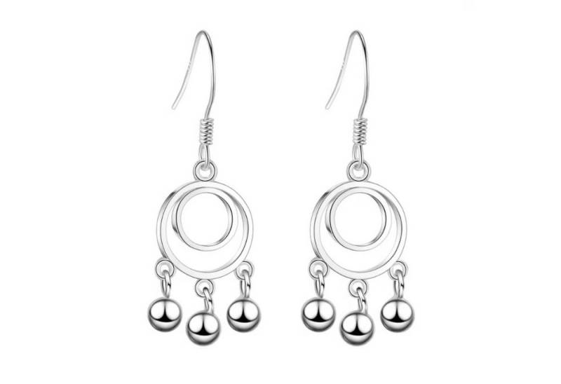 LÖB Paar Ohrhänger 750er Weißgold Vergoldet Ohrringe Hängend Traumfänger Kugel Anhänger (Geschenke für Frauen Beste Freundin Mutter Mama Damen zum Geburtstag Weihnachten Weihnachtsgeschenke, Inkl. Schmuckbox), Dreamcatcher Boho Vintage Silber Ringe Kreise Ohrhänger Minimalistisch von LÖB