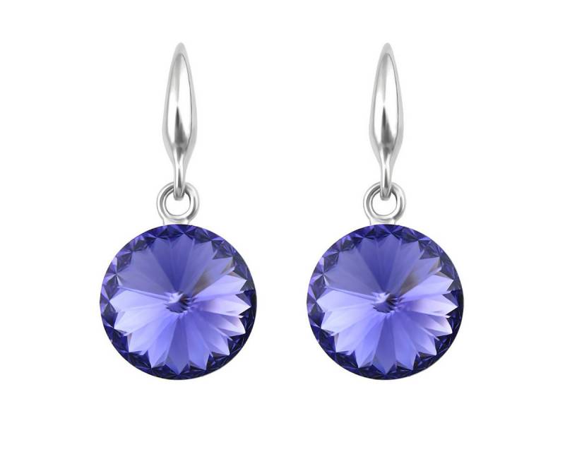 LÖB Paar Ohrhänger 750er Weißgold vergoldet Ohrringe Hängend Kristall Stein Silber Lila (Geschenke für Frauen Beste Freundin Mutter Mama Damen zum Geburtstag Weihnachten Weihnachtsgeschenke, Inkl. Schmuckbox), 18 Karat Ohrhänger Kreis Anhänger Hänger Kurz Elegant Modern Dezent von LÖB