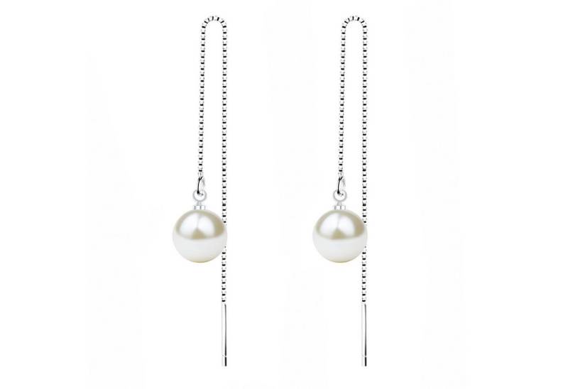 LÖB Paar Ohrhänger 925 Silber Durchzieher Ohrringe Hängend Perlen Anhänger Perlenohrringe (Geschenke für Frauen Beste Freundin Mutter Mama Damen zum Geburtstag Weihnachten Weihnachtsgeschenke), Ohrhänger zum Durchziehen Perlenanhänger Brautschmuck Einfädler Lang von LÖB