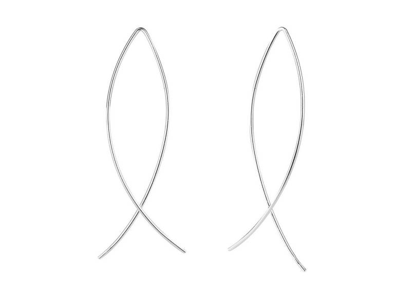 LÖB Paar Ohrhänger 925 Silber Ohrringe Hängend Durchzieher Infinity Modern Minimalistisch (Geschenke für Frauen Beste Freundin Mutter Mama Damen zum Geburtstag Weihnachten Weihnachtsgeschenke), Einfädler Geometrisch Stab Gebogen Filigran Dezent Schmuck Lang Dünn von LÖB