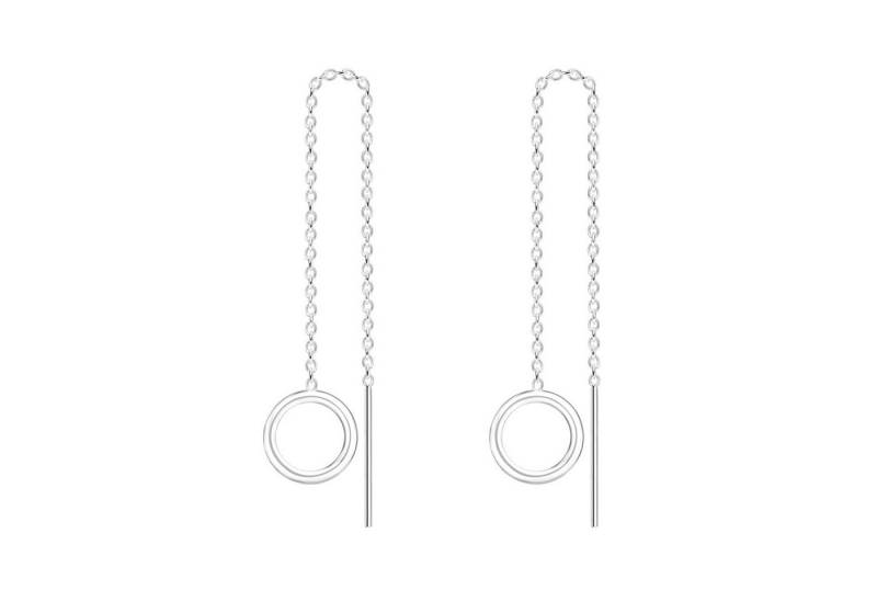LÖB Paar Ohrhänger 925 Silber Ohrringe Hängend Durchzieher Kreis Ring Offen Anhänger Lang (Geschenke für Frauen Beste Freundin Mutter Mama Damen zum Geburtstag Weihnachten Weihnachtsgeschenke, Inkl. Schmuckbox), Einfädler Ohrhänger zum Durchziehen Modern Minimalistisch Brautschmuck von LÖB