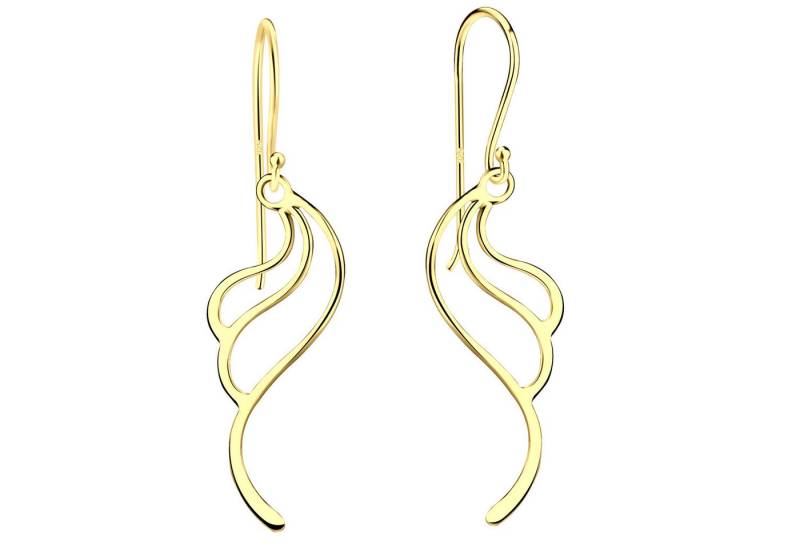 LÖB Paar Ohrhänger 925 Silber Ohrringe Hängend Tropfen Boho Anhänger 585er Gold vergoldet (Geschenke für Frauen Beste Freundin Mutter Mama Damen zum Geburtstag Weihnachten Weihnachtsgeschenke, Inkl. Schmuckbox), Federn Minimalistisch Tropfenanhänger Tropfenohrringe Ohrhänger Modern von LÖB