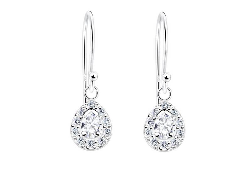 LÖB Paar Ohrhänger 925 Silber Ohrringe Hängend Zirkonia Stein Tropfen Oval Anhänger weiß (Geschenke für Frauen Beste Freundin Mutter Mama Damen zum Geburtstag Weihnachten Weihnachtsgeschenke, Inkl. Schmuckbox), Ohrhänger Strass Glitzer Brautschmuck Tropfenanhänger Tropfenform Lang von LÖB