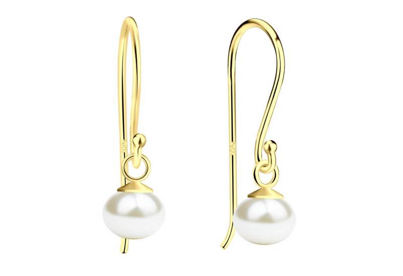 LÖB Paar Ohrhänger 925 Silber Ohrringe Hängend Zuchtperlen Perlen Anhänger Gold vergoldet (Geschenke für Frauen Beste Freundin Mutter Mama Damen zum Geburtstag Weihnachten Weihnachtsgeschenke, Inkl. Schmuckbox), Ohrhänger Echte Perlenohrringe Tropfen Tropfenohrringe Süßwasserperlen von LÖB
