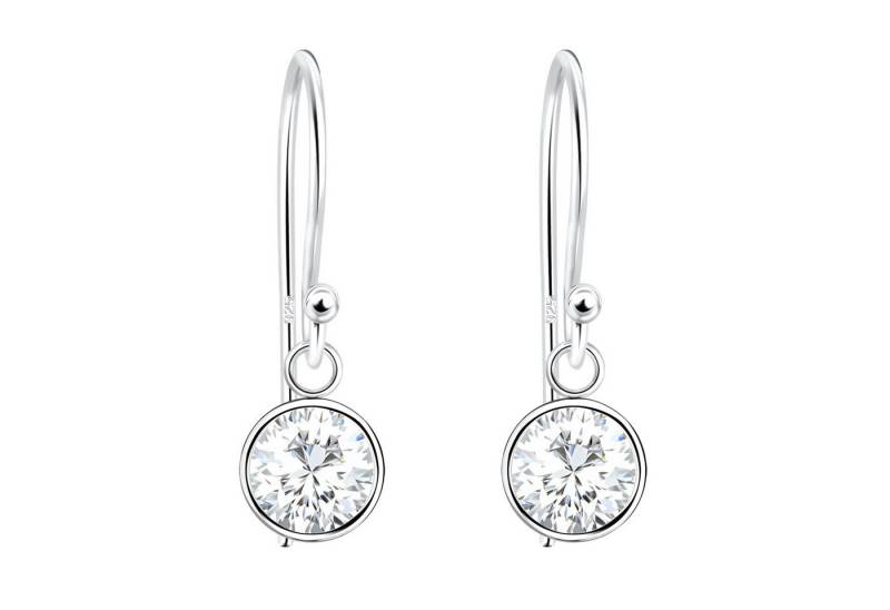 LÖB Paar Ohrhänger 925 Silber Ohrringe Hängend Zirkonia Stein Tropfen Rund Anhänger 6mm (Geschenke für Frauen Beste Freundin Mutter Mama Damen zum Geburtstag Weihnachten Weihnachtsgeschenke, Inkl. Schmuckbox), Ohrhänger Strass Glitzer Brautschmuck Tropfenanhänger Tropfenform weiß von LÖB