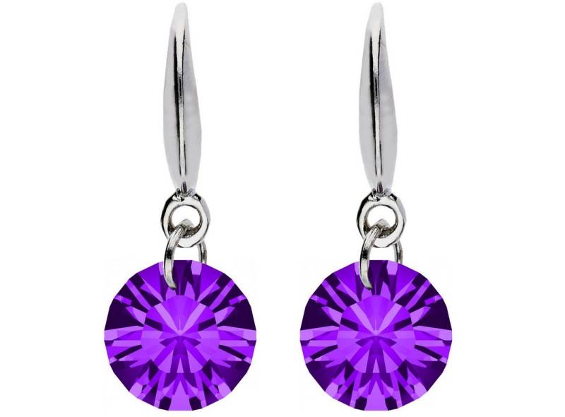 LÖB Paar Ohrhänger Damen Ohrringe Hängend mit Zirkonia Solitär Stein Anhänger Silber Lila (Geschenke für Frauen Beste Freundin Mutter Mama Damen zum Geburtstag Weihnachten Weihnachtsgeschenke, Inkl. Schmuckbox), Ohrhänger Steinanhänger Strass Glitzer Diamant Form Klein Klassisch von LÖB