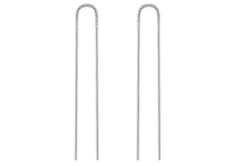 LÖB Paar Ohrhänger Durchzieher in Silber Spirale Ohrringe Hängend Modern Minimalistisch (Geschenke für Frauen Beste Freundin Mutter Mama Damen zum Geburtstag Weihnachten Weihnachtsgeschenke, Inkl. Schmuckbox), Damen Einfädler Ohrhänger zum Durchziehen Schlicht Brautschmuck Lang von LÖB