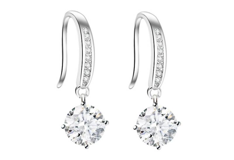 LÖB Paar Ohrhänger Ohrringe Hängend Silber Tropfen Zirkonia Steinen Anhänger Tropfenform (Geschenke für Frauen Beste Freundin Mutter Mama Damen zum Geburtstag Weihnachten Weihnachtsgeschenke, Inkl. Schmuckbox), Damen Ohrhänger Strass Steinchen Diamant Form Klein Kurz Brautschmuck von LÖB