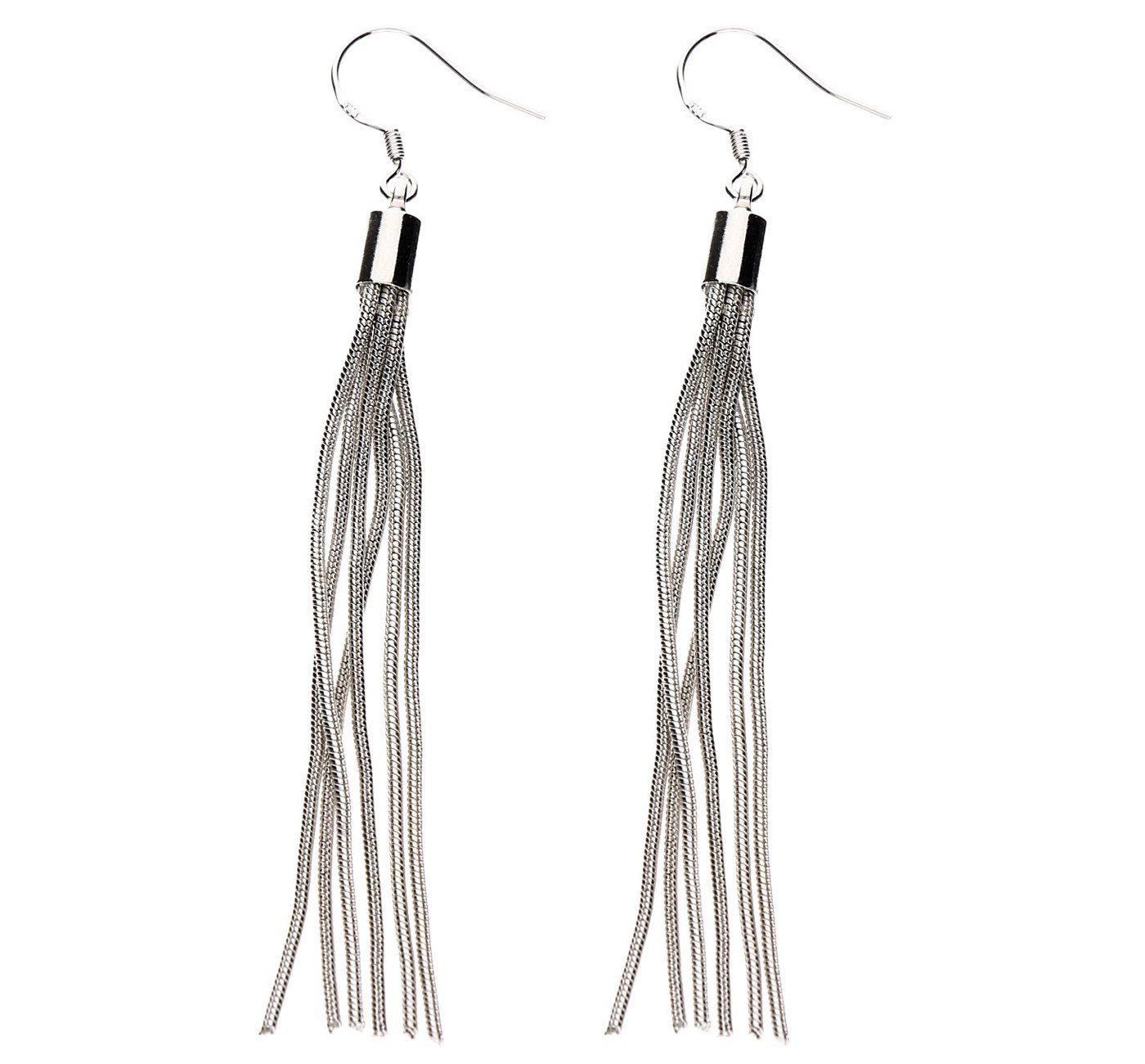 LÖB Paar Ohrhänger Silber Ohrringe Hängend Quasten Anhänger Ohrhänger XXL Lang Modern (Geschenke für Frauen Beste Freundin Mutter Mama Damen zum Geburtstag Weihnachten Weihnachtsgeschenke, Inkl. Schmuckbox), Hängeohrringe Minimalistich Brautschmuck Dezent Filigran von LÖB