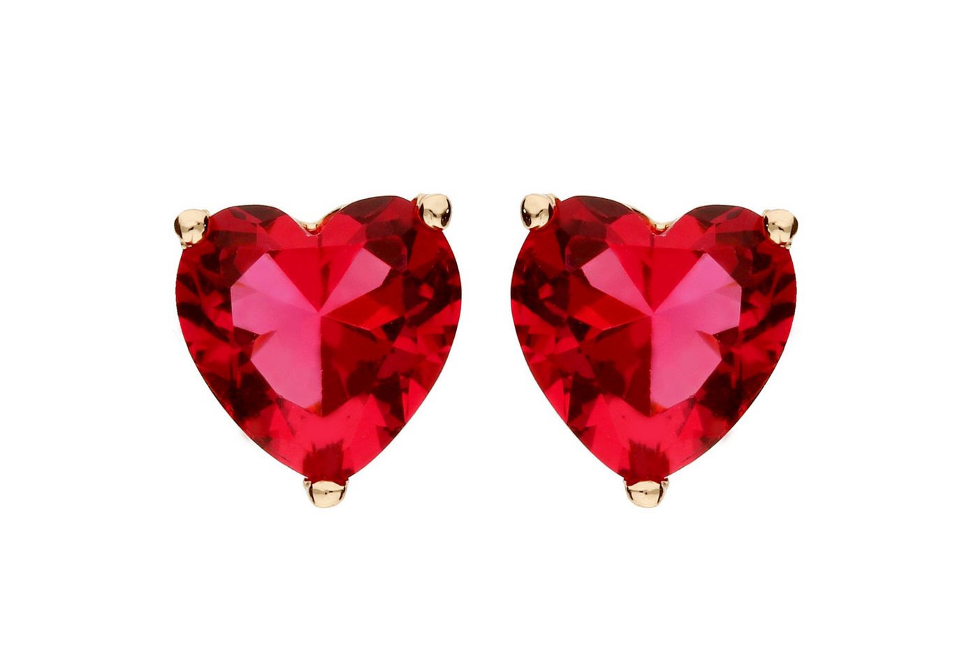 LÖB Paar Ohrstecker 750 Roségold 18 Karat vergoldet Ohrringe Herz Zirkonia Rot Ohrstecker (Geschenke für Frauen Beste Freundin Mutter Mama Damen zum Geburtstag Weihnachten Weihnachtsgeschenke, Inkl. Schmuckbox), Stecker Klein Rubin Stein Herzform Herzen Herzohrringe Herzohrstecker von LÖB