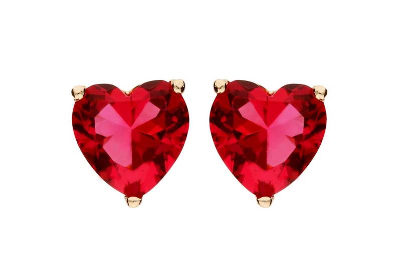 LÖB Paar Ohrstecker 750 Roségold 18 Karat vergoldet Ohrringe Herz Zirkonia Rot Ohrstecker (Geschenke für Frauen Beste Freundin Mutter Mama Damen zum Geburtstag Weihnachten Weihnachtsgeschenke, Inkl. Schmuckbox), Stecker Klein Rubin Stein Herzform Herzen Herzohrringe Herzohrstecker von LÖB