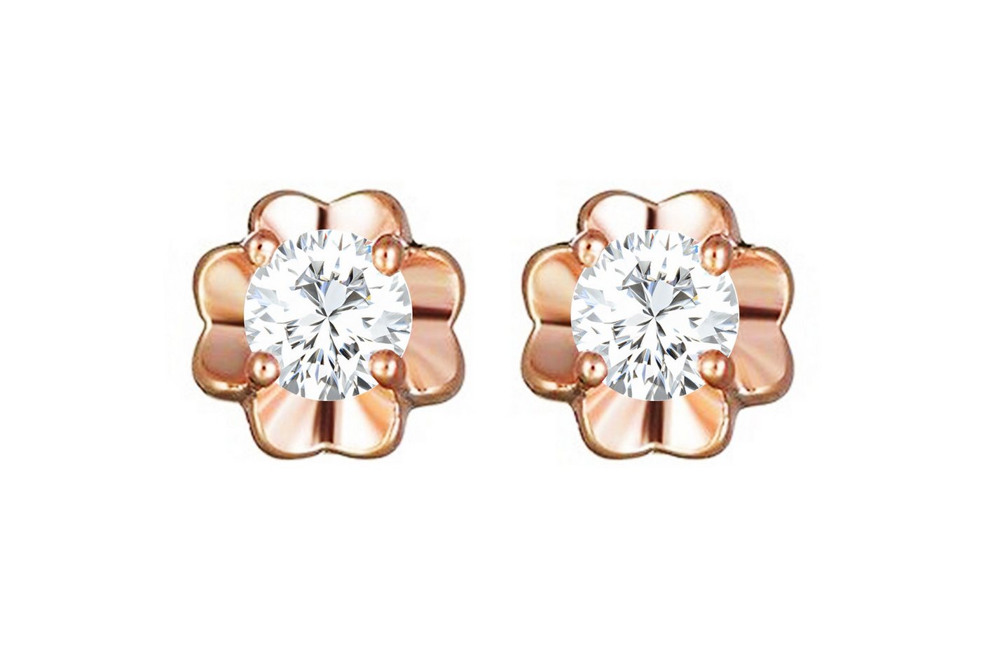 LÖB Paar Ohrstecker 750er 18 Karat Roségold vergoldet Ohrringe Ohrstecker Blume Zirkonia (Geschenke für Frauen Beste Freundin Mutter Mama Damen zum Geburtstag Weihnachten Weihnachtsgeschenke, Inkl. Schmuckbox), Blüten Blumenohrringe Stecker Klein Glitzer Stein Diamant Form Rotgold von LÖB