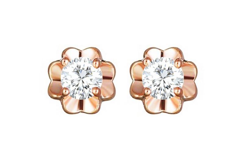 LÖB Paar Ohrstecker 750er 18 Karat Roségold vergoldet Ohrringe Ohrstecker Blume Zirkonia (Geschenke für Frauen Beste Freundin Mutter Mama Damen zum Geburtstag Weihnachten Weihnachtsgeschenke, Inkl. Schmuckbox), Blüten Blumenohrringe Stecker Klein Glitzer Stein Diamant Form Rotgold von LÖB