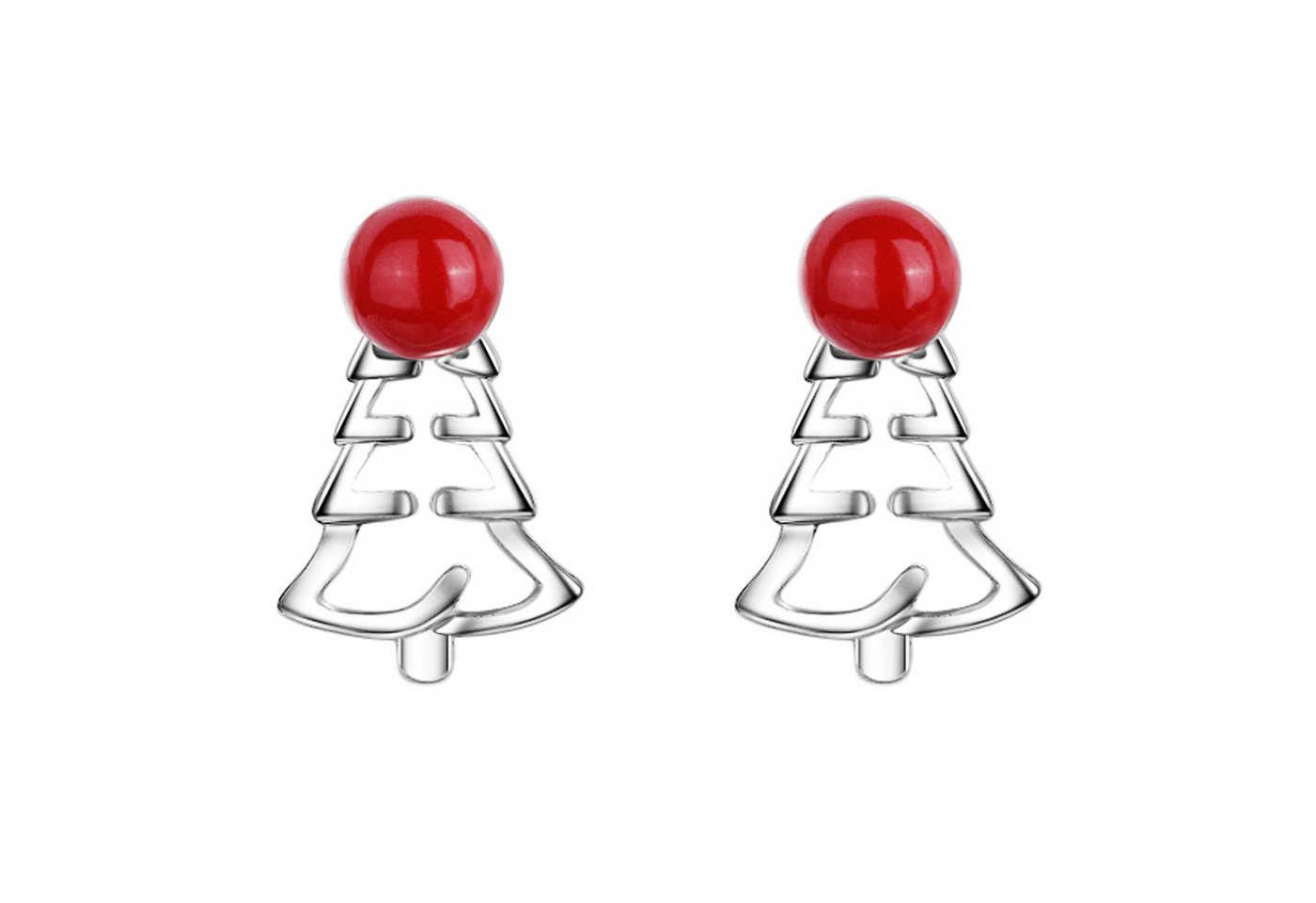 LÖB Paar Ohrstecker 750er Weißgold Vergoldet Ohrstecker Weihnachtsbaum Perlen Silber Rot (Geschenke für Frauen Beste Freundin Mutter Mama Damen zum Geburtstag Weihnachten Weihnachtsgeschenke, Inkl. Schmuckbox), Tannenbaum Ohrringe Klein Weihnachtsohrringe Weihnachtsmotiv Schmuck von LÖB