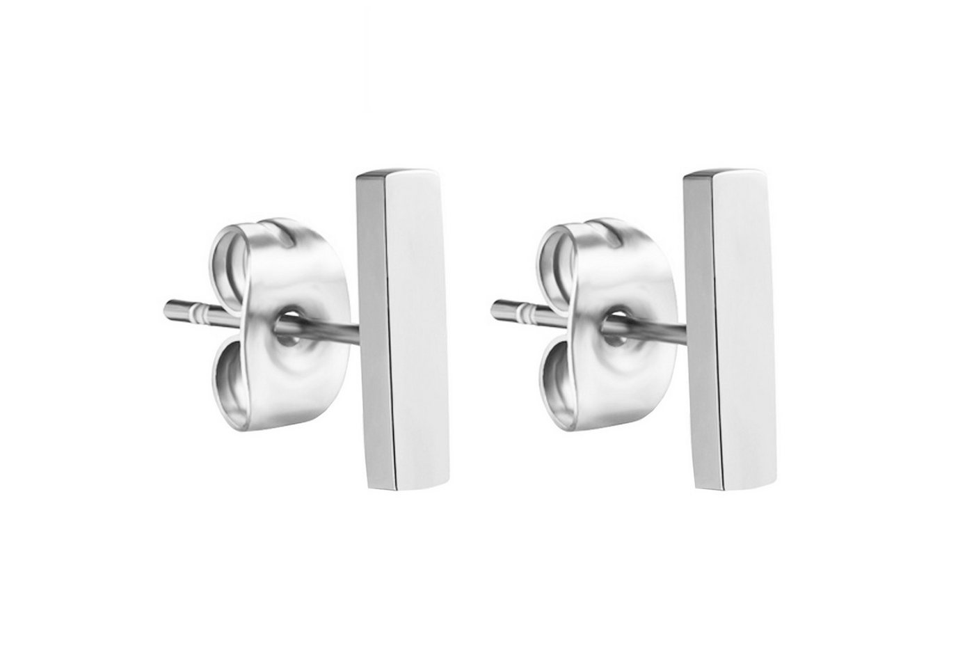 LÖB Paar Ohrstecker 750er Weißgold vergoldet Edelstahl Ohrringe Stab Linie Silber 10mm (Geschenke für Frauen Beste Freundin Mutter Mama Damen zum Geburtstag Weihnachten Weihnachtsgeschenke, Inkl. Schmuckbox), 18 Karat Ohrstecker Minimalistisch Geometrisch Modern Kurz Klein Stäbe von LÖB