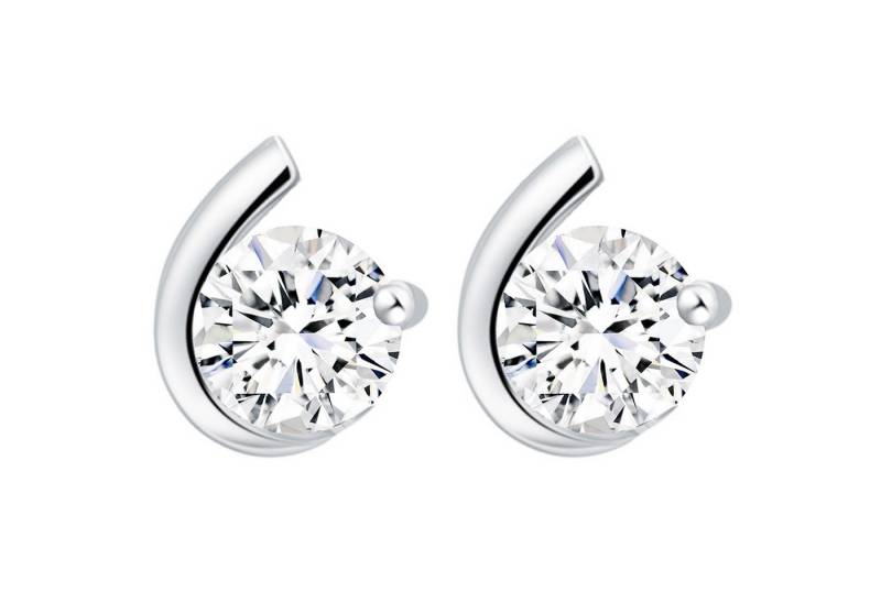 LÖB Paar Ohrstecker 750er Weißgold vergoldet Ohrringe Zirkonia Tropfen Ohrstecker Silber (Geschenke für Frauen Beste Freundin Mutter Mama Damen zum Geburtstag Weihnachten Weihnachtsgeschenke, Inkl. Schmuckbox), Stecker Klein Glitzer Rund Strass Stein in Diamant Form Dezent Zart von LÖB