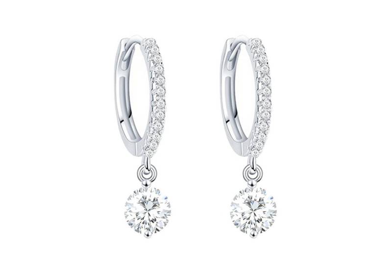 LÖB Paar Ohrstecker 925 Silber Ohrringe Hängend Creolen Zirkonia Tropfen Stein Anhänger (Geschenke für Frauen Beste Freundin Mutter Mama Damen zum Geburtstag Weihnachten Weihnachtsgeschenke, Inkl. Schmuckbox), Hängeohrringe Tropfenanhänger Steinanhänger Tropfenform Brautschmuck von LÖB