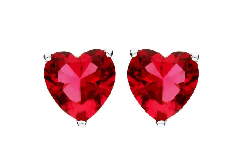 LÖB Paar Ohrstecker 925 Silber Ohrringe Herz Zirkonia Herzform Rubin rot Stein Ohrstecker (Geschenke für Frauen Beste Freundin Mutter Mama Damen zum Geburtstag Weihnachten Weihnachtsgeschenke, Inkl. Schmuckbox), Herzen Herzchen Klein Set Trachten Trachtenschmuck Oktoberfest Schmuck von LÖB