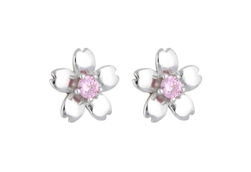 LÖB Paar Ohrstecker 925 Silber Ohrstecker Ohrringe Blumen Solitär Zirkonia Rund Stein Rosa (Geschenke für Frauen Beste Freundin Mutter Mama Damen zum Geburtstag Weihnachten Weihnachtsgeschenke, Inkl. Schmuckbox), Stecker Klein Mädchen Blüten Blumenform Glitzer Steinchen Pink Süß von LÖB