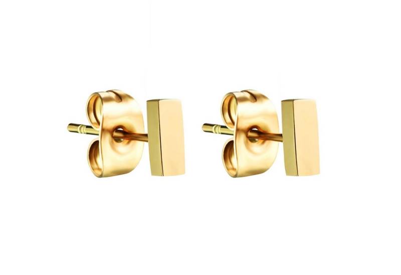 LÖB Paar Ohrstecker 18K Gold vergoldet Edelstahl Ohrringe 5mm Ohrstecker Stab Linie Modern (Geschenke für Frauen Beste Freundin Mutter Mama Damen zum Geburtstag Weihnachten Weihnachtsgeschenke), Stecker mit Stäbchen Minimalistich Rose Gold Geometrisch Bar Schlicht von LÖB