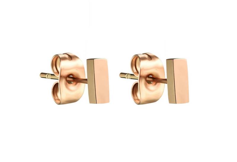LÖB Paar Ohrstecker 18K Roségold vergoldet Edelstahl Ohrringe 5mm Ohrstecker Stab Modern (Geschenke für Frauen Beste Freundin Mutter Mama Damen zum Geburtstag Weihnachten Weihnachtsgeschenke), Stecker mit Stäbchen Minimalistich Rose Gold Geometrisch Bar Linie von LÖB