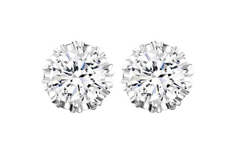 LÖB Paar Ohrstecker Silber Ohrringe Stecker Zirkonia Stein Diamant Form Ohrstecker 6mm (Geschenke für Frauen Beste Freundin Mutter Mama Damen zum Geburtstag Weihnachten Weihnachtsgeschenke, Inkl. Schmuckbox), Krone Glitzer Solitär Steinchen Rund Klein Brautschmuck Damen Herren von LÖB