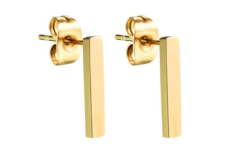LÖB Paar Ohrstecker 18K Gold vergoldet Edelstahl Ohrringe Ohrstecker Stab 15mm Modern (Geschenke für Frauen Beste Freundin Mutter Mama Damen zum Geburtstag Weihnachten Weihnachtsgeschenke), Stecker mit Stäbchen Minimalistich Geometrisch Bar Linie Schlicht von LÖB