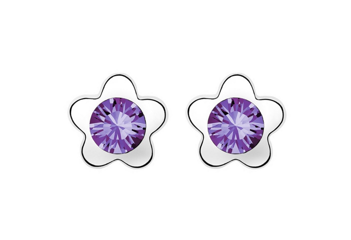 LÖB Paar Ohrstecker Damen Ohrstecker Blumen Blüte Zirkonia Stein Silber Amethyst Lila (Geschenke für Frauen zum Geburtstag Weihnachten Weihnachtsgeschenke), Ohrringe Glitzer Kristall Strass von LÖB