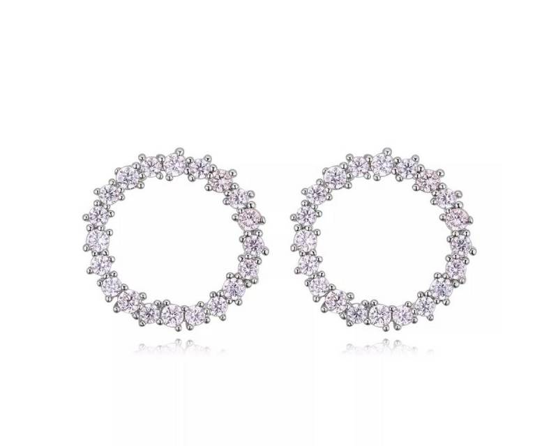 LÖB Paar Ohrstecker 18K Weißgold vergoldet Ohrringe Kreis Offen Rund Zirkonia Ring silber (Geschenke für Frauen Beste Freundin Mutter Mama Damen zum Geburtstag Weihnachten Weihnachtsgeschenke, Inkl. Schmuckbox), Damen Ohrstecker Strass Modern Dünn Glitzer Geometrisch Minimalistisch von LÖB